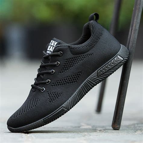 casual black sneakers.